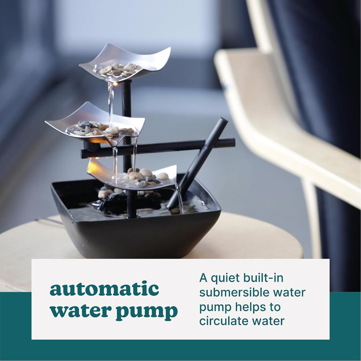 Homedics Silver Springs Tabletop Water Fountain