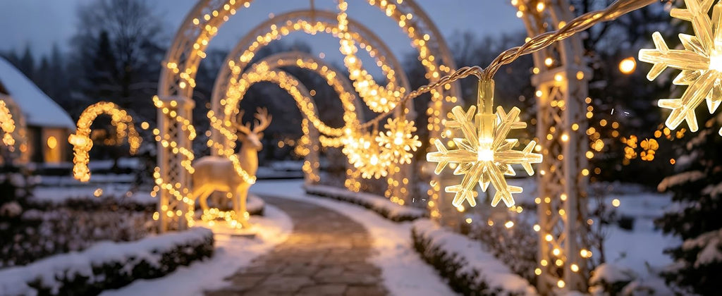 CESOF Warm White Snowflake String Lights, 20 ft