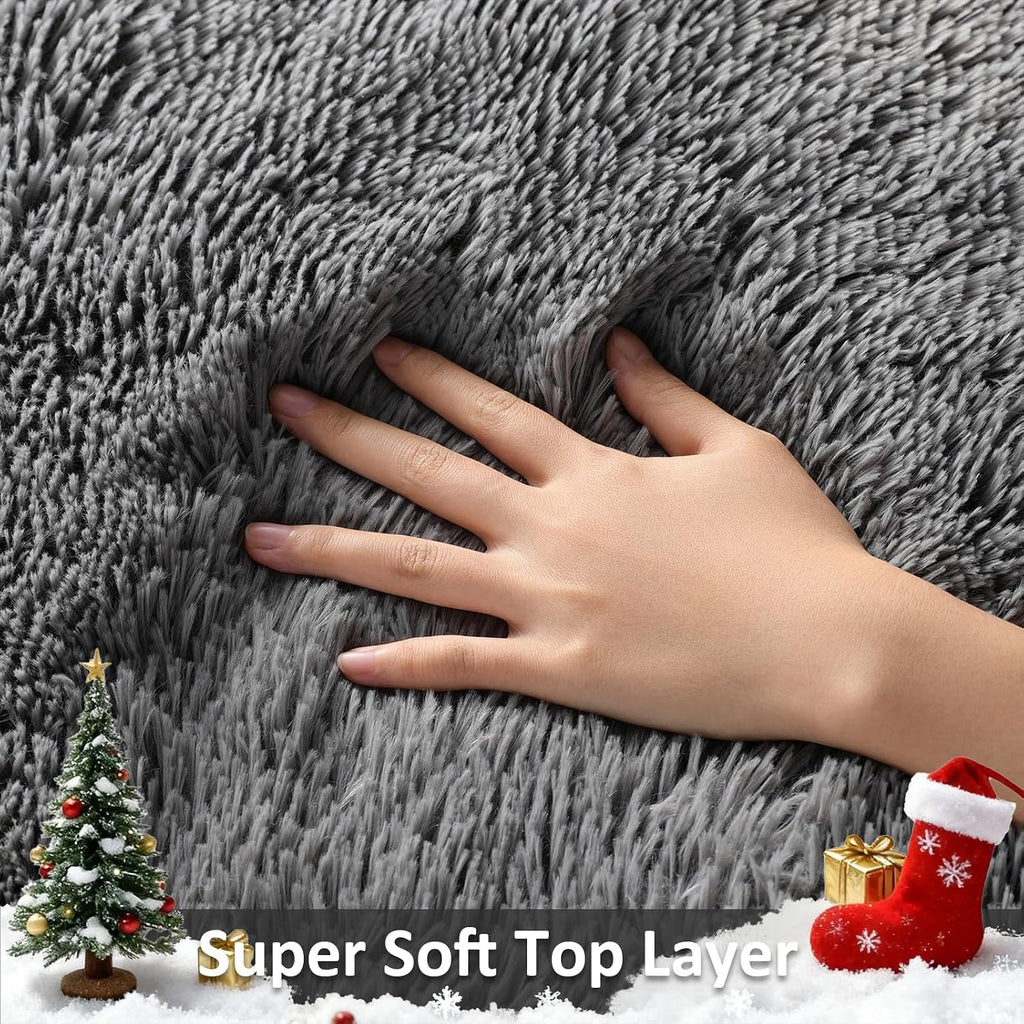 Ophanie Shag Area Rug, Grey, 4 x 6 ft