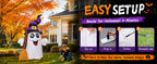 GOOSH 69483 6.2-Foot Halloween Ghost with Broom Inflatable – White and Black – product detail