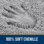 OLANLY Chenille Bath Rug, 30 × 20 Inches, Grey