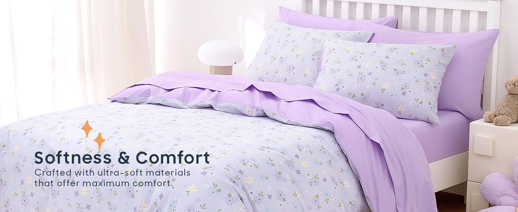Wake In Cloud Purple Floral Full Comforter Set, 3 Pieces