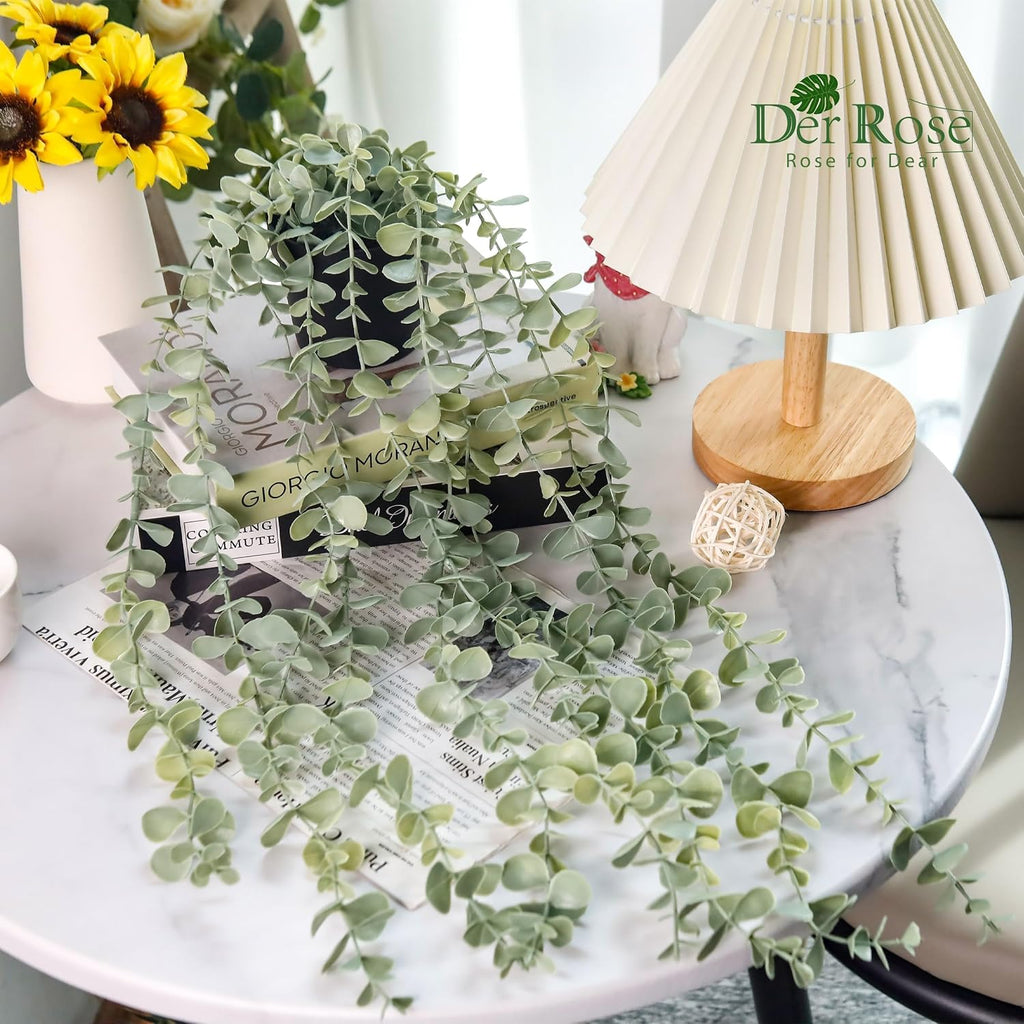 Der Rose Faux Hanging Eucalyptus in Pot, 24 in