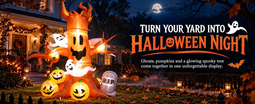 IHGYT HY-QQ26016 8-Foot Halloween Ghost Tree & Pumpkin & Tombstone Inflatable – Ghost Tree – product detail
