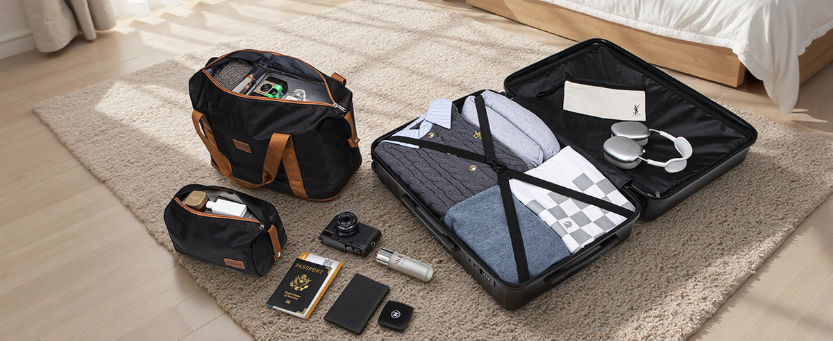 Cosbarn Hardside Luggage Set – ABS 5 Piece Sets (20/24/28/DB/TB), Black – product detail