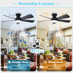 Depuley 42-Inch Ceiling Fan with Dimmable LED Light, Black