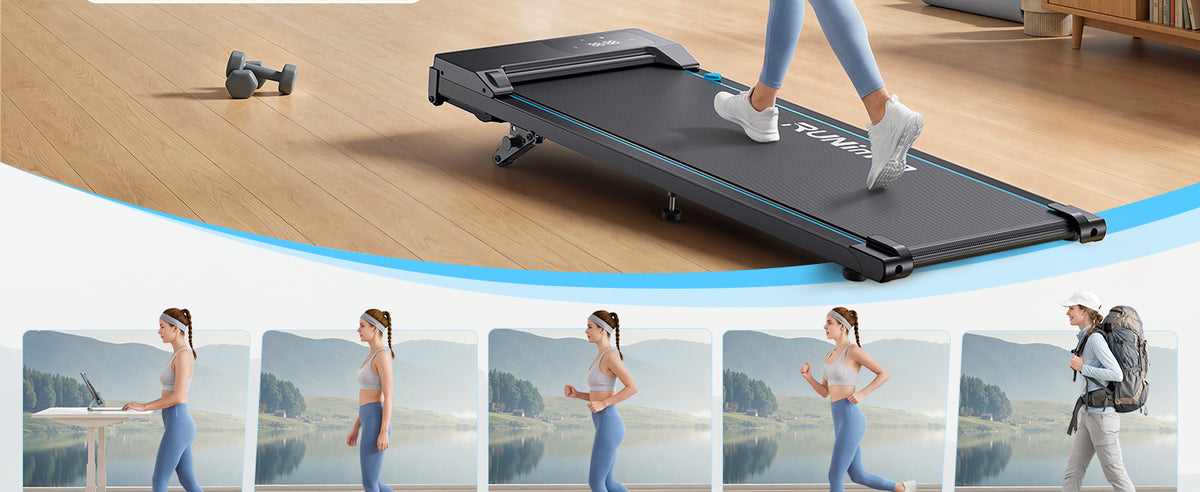 RUNIMON Under-Desk Walking Treadmill – Black/Blue – product detail