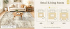 OLANLY Beige Abstract Washable Area Rug