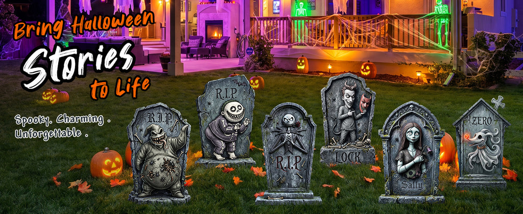 KLYRO 6-Pack 17-Inch Printed Halloween Tombstone Yard Signs – 17 Inch, Black – Black / 17 Inch – product detail
