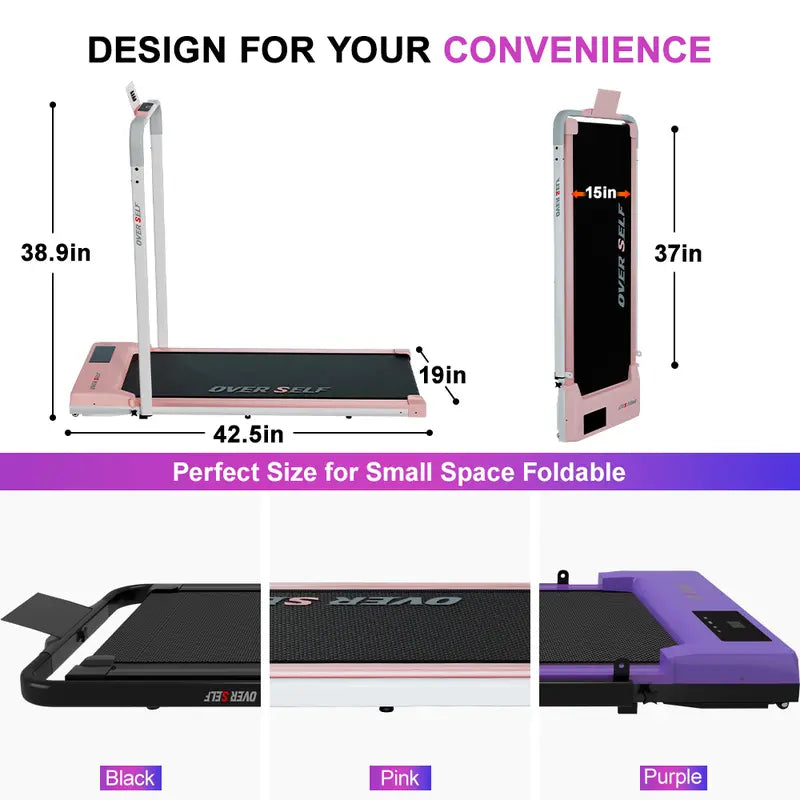 OVER SELF 2-in-1 Foldable Treadmill - 2in1 Walk/Roll, Remote Control, Adjustable Incline, Low Noise, Portable Compact Design, Indoor Exercise Home Gym Cardio Equipment, Caminadora, DealsForYouDays · 9