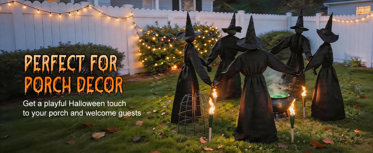 Zesua ZS113 5-Piece Lighted Halloween Witch Circle Set – 4.3 Ft Multicolor Light – product detail
