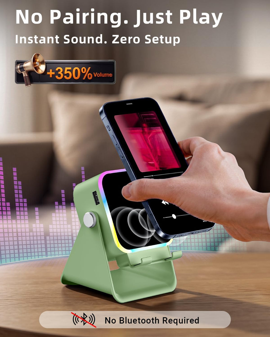 Oresoc Bluetooth and Induction Speaker Phone Stand, Green