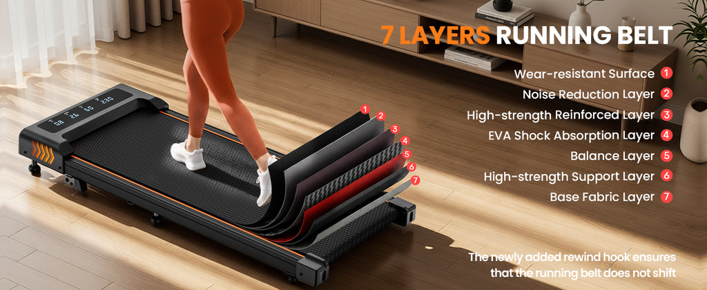 FOUSAE Under-Desk Walking Pad with 10% Incline and LED Display