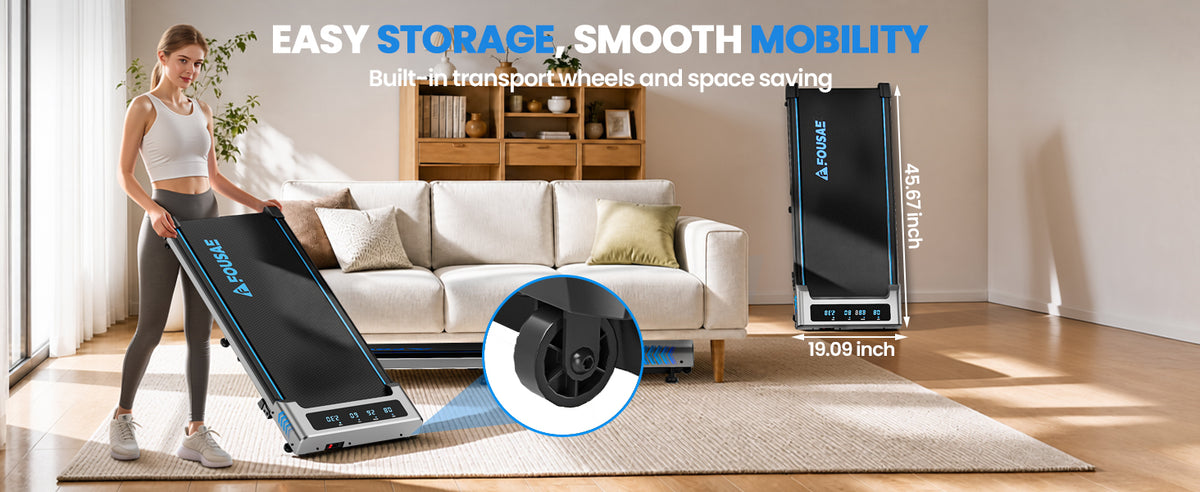 FOUSAE Under-Desk Walking Pad with 10% Incline and LED Display