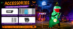 GOOSH 7-Foot Halloween Pirate Dinosaur & Pumpkin Inflatable – Green – product detail
