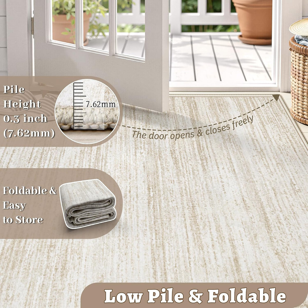 Zomfy Printed Area Rug, Beige, 8 x 10 ft