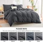 HYMOKEGE Queen Seersucker Bedding Set, 7 Pieces, Dark Grey