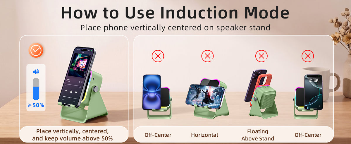 Oresoc Bluetooth and Induction Speaker Phone Stand, Green