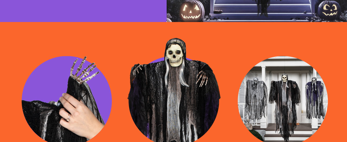 JOYIN 3-Piece Hanging Halloween Grim Reaper Set – 31.5, 53 and 31.5 inches, Grey – 31.5”，53“ and 31.5“ / Grey – product detail