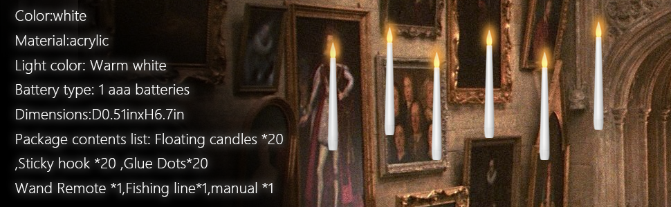 kakoya 20-Pack Indoor Floating LED Taper Candles with Wand Remote – White-20pcs – product detail