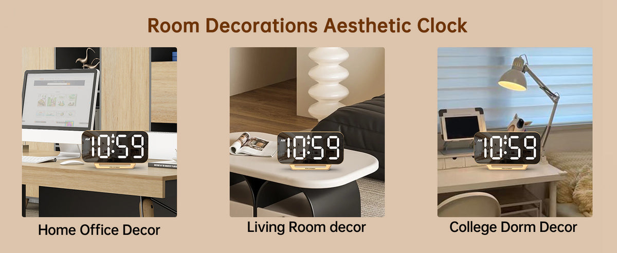 Peakeep Mirror Digital Alarm Clock, Gold