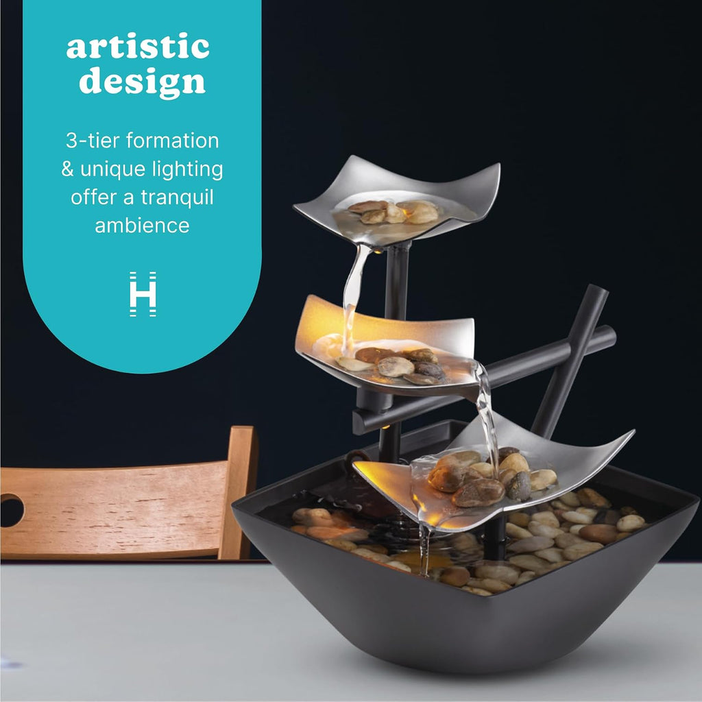 Homedics Silver Springs Tabletop Water Fountain
