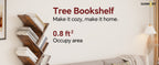 SUNMORY Six-Tier Tree Bookshelf with Storage, Brown