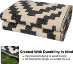 SAND MINE Reversible Outdoor Rug, Black and Beige, 5 x 8 ft