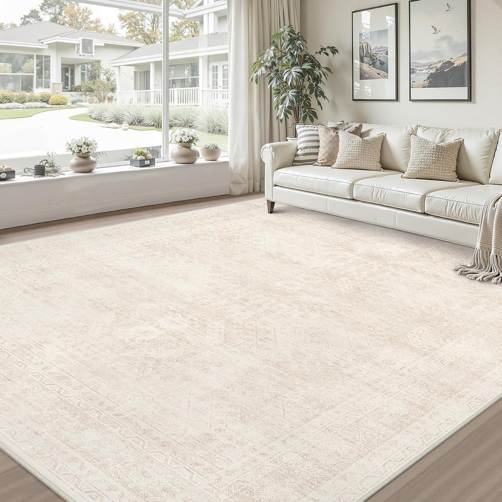 Luxturiy Vintage-Style Area Rug, Beige, 8 x 10 ft