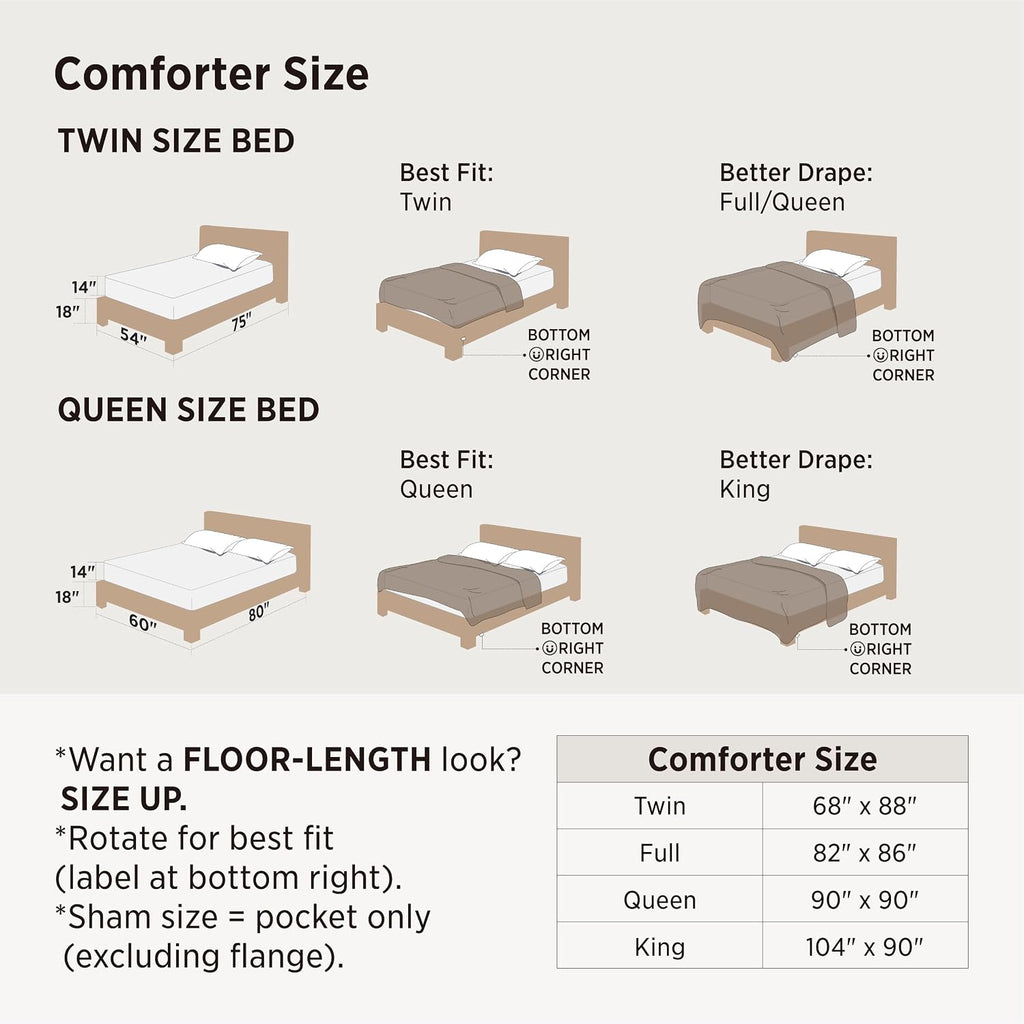 Bedsure Brown Gingham Queen Comforter Set, 3 Pieces