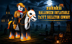 zukakii QM-WS-041 7-Foot Halloween Skeleton Cowboy & Horse Inflatable – Black – product detail