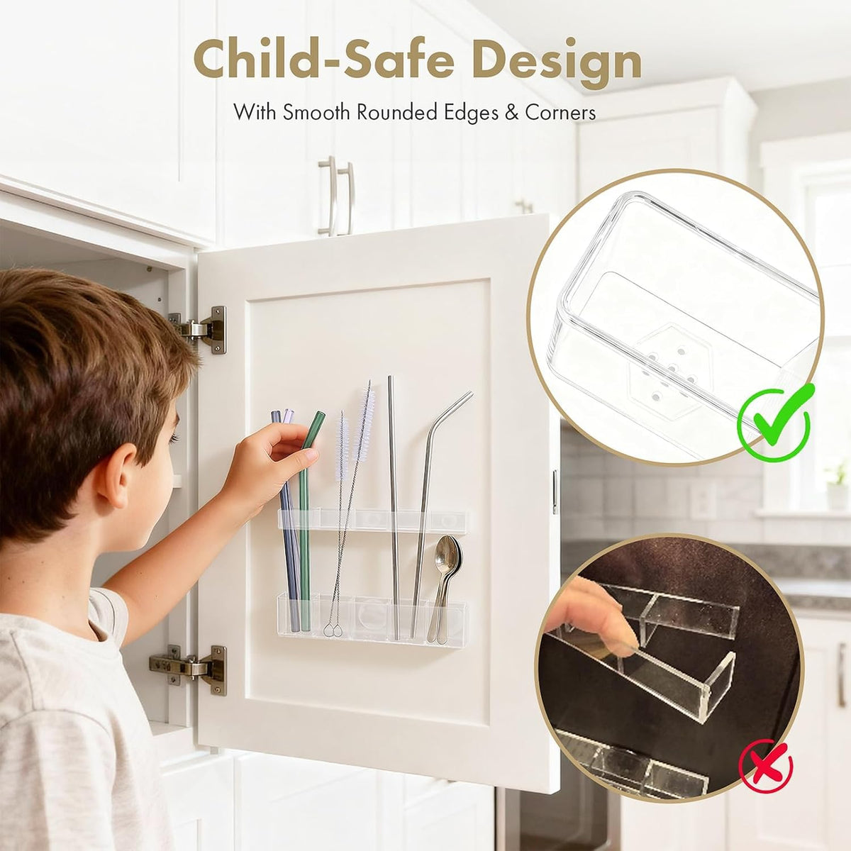 Colormz Clear Acrylic Cabinet-Door Straw Organizer
