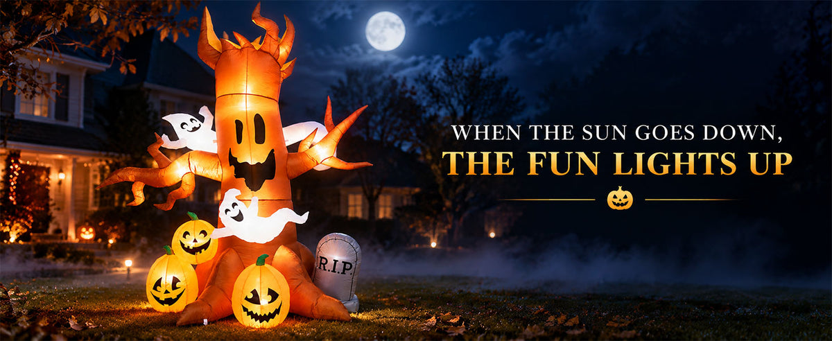 IHGYT HY-QQ26016 8-Foot Halloween Ghost Tree & Pumpkin & Tombstone Inflatable – Ghost Tree – product detail