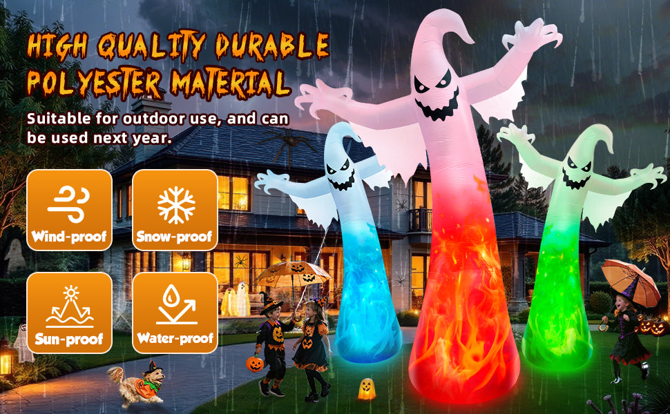 zukakii QM-WS-021 12-Foot Halloween Ghost Inflatable – White – product detail