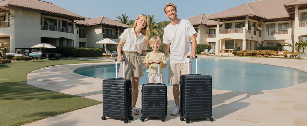 Cosbarn Hardside Luggage Set – ABS 5 Piece Sets (20/24/28/DB/TB), Black – product detail