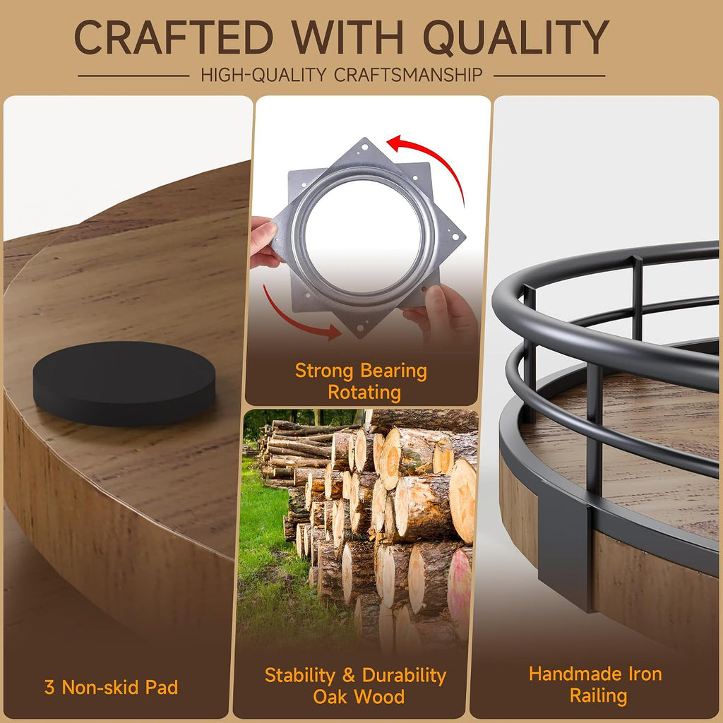 AMH Oak Lazy Susan, Walnut Finish, 9 in