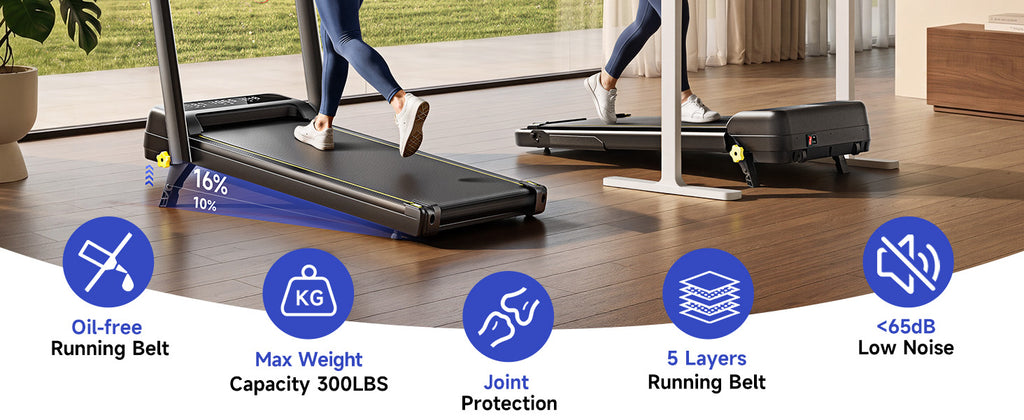 YPOO M4138L Walking Treadmill – Dark Black – product detail