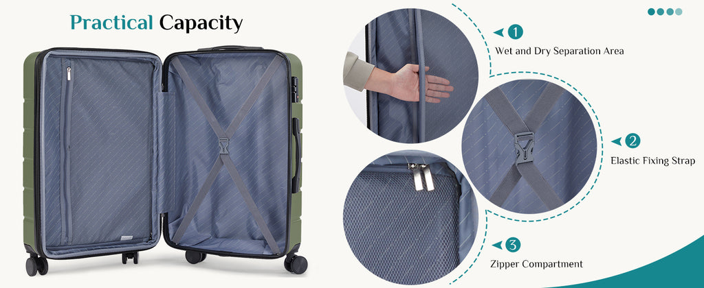 OLIXIS OLXLX-20IN Hardside Carry-On Suitcase – 20 IN, Olive Green – Olive Green / 20 IN – product detail