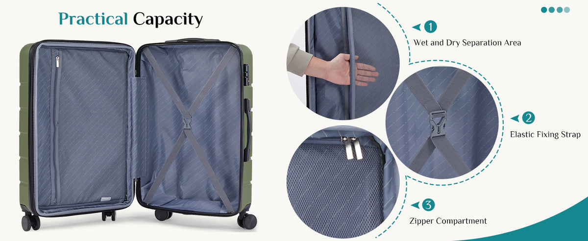 OLIXIS OLXLX-20IN Hardside Carry-On Suitcase – 20 IN, Olive Green – Olive Green / 20 IN – product detail