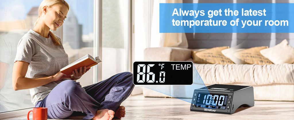 TechGlow Bluetooth Speaker Stand with Dual Alarm Clock, Black