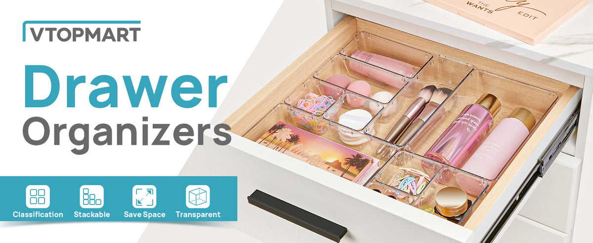 Vtopmart Clear Drawer Organizer Trays, 25-Pack