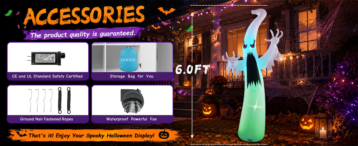 GOOSH DJ-WS-69082-6 Halloween Ghost Inflatable – Multicolor – product detail