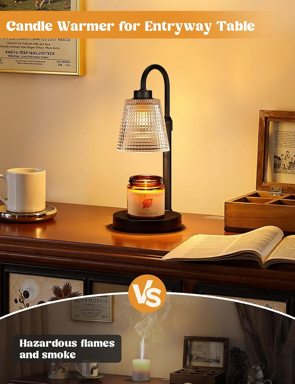Innqoo Adjustable Candle Warmer Lamp, Black
