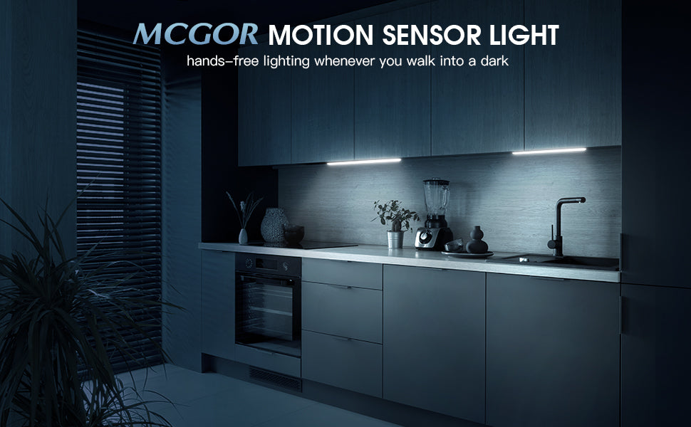 MCGOR Rechargeable Motion-Sensor Cabinet Lights, 10-Inch, 2-Pack
