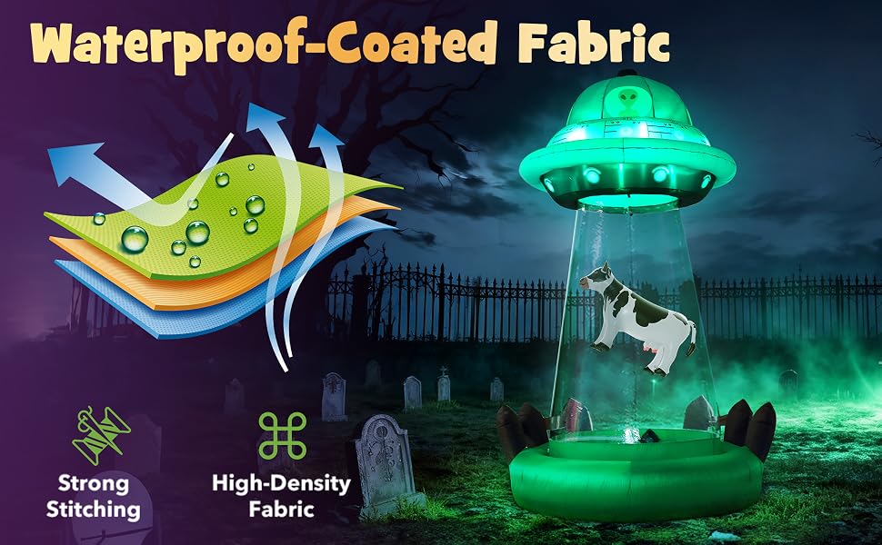 ZPISF UFO Inflatable - 001 10-Foot Halloween UFO & Cow Inflatable – 10 FT UFO Abduction – product detail