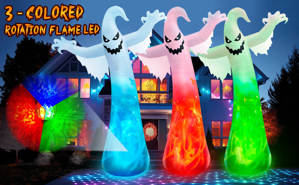 zukakii QM-WS-021 12-Foot Halloween Ghost Inflatable – White – product detail