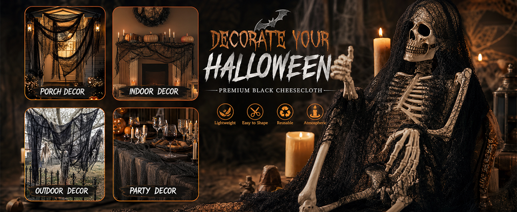 Cyantor Black Halloween Creepy Cloth, 5-Piece Set