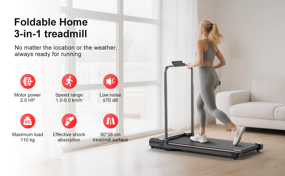 Terluxra 3BXFS-930iF Under-Desk Walking Treadmill – Black-Red – product detail