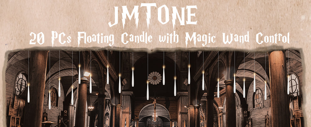 JMTONE MagicCandles002 20-Pack Indoor Floating LED Candles with Wand Remote – Warm White Hanging Candles – product detail