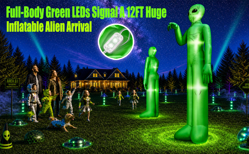 zukakii QM-WS-026 12-Foot Halloween Alien Inflatable – green – product detail